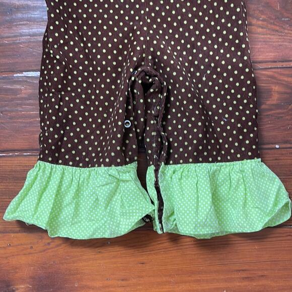 Castles & Crowns Thanksgiving fall polka dot corduroy turkey appliqué romper 12M - Picture 3 of 8